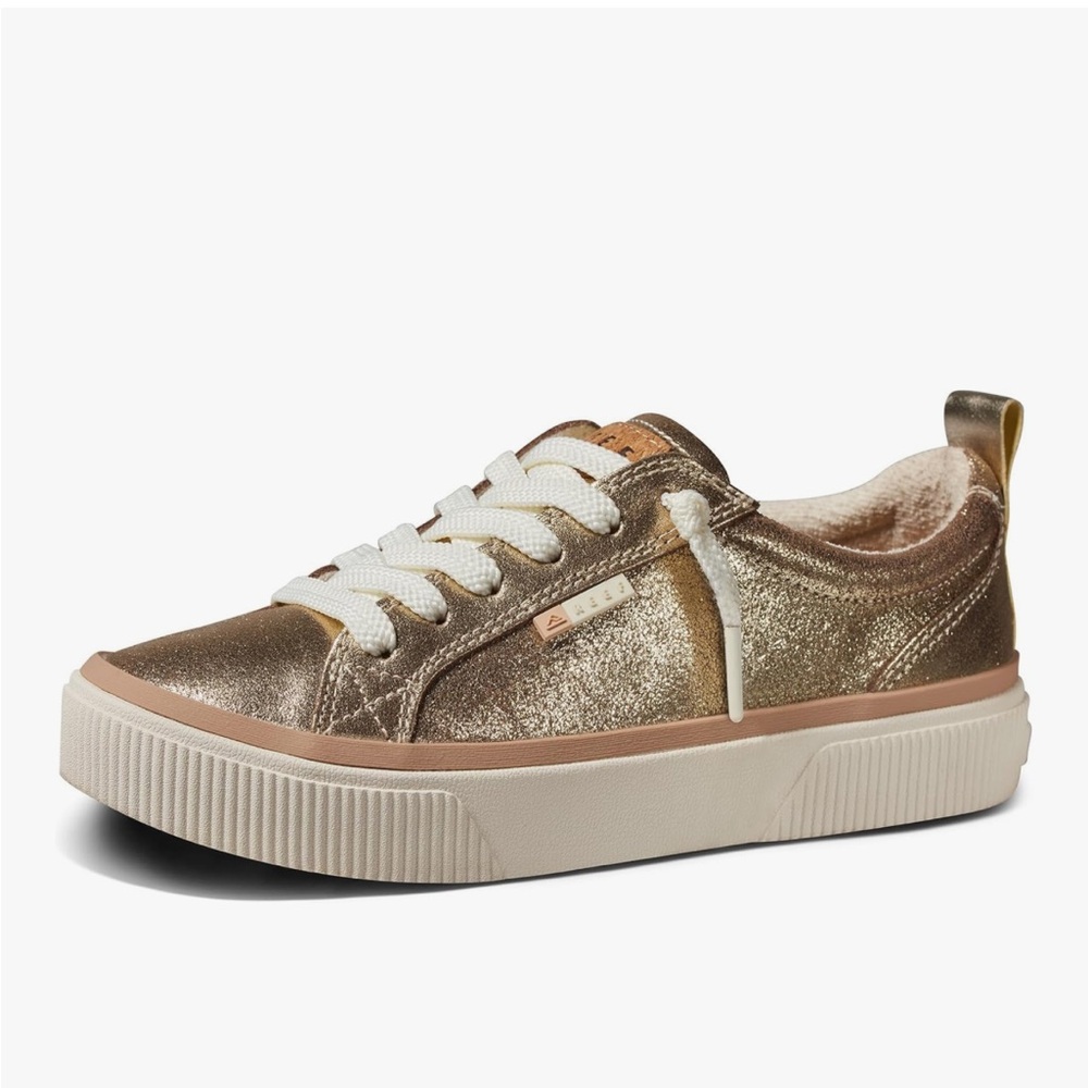 Reef women Metallic Gold Low-Top Sneaker with White Laces